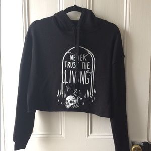 BLACKCRAFT NEVER TRUST THE LIVING CROP HOODIE